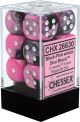 Gemini® 16mm d6 Black-Pink/white Dice Block™ (12 dice)