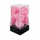 Frosted Pink w/ White Polyhedral 7 Dice Set