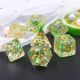 Metallic Emerald Flake with Gold Polyhedral 7 Dice Set