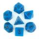 Glow in the Dark Blue with Black Polyhedral 7 Dice Set