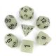 Glow in the Dark White with Black Polyhedral 7 Dice Set