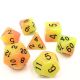 Glow in the Dark Yellow with Orange Polyhedral 7 Dice Set