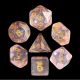 Iridescent Pink Glitter with Gold Polyhedral 7 Dice Set