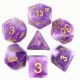 Marble Purple Jade with Gold Polyhedral 7 Dice Set