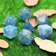 Marble Blue Jade with Gold Polyhedral 7 Dice Set