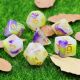 Marble Purple/Yellow with Gold Polyhedral 7 Dice Set