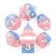 Layer Blue Streak Glitter with White Polyhedral 7 Dice Set