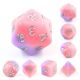 Slumber Rose Pink Lilac Layer Polyhedral Dice with Silver Numbers (7)