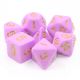 Opaque Cerise with Gold Polyhedral 7 Dice Set