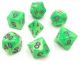 Pearl Light Green with Purple Polyhedral 7 Dice Set