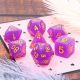 Translucent Glitter Purple with Gold Polyhedral 7 Dice Set