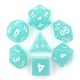 Translucent Glitter Lime Blue with White Polyhedral 7 Dice Set