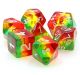 Transparent Red/Yellow/Green with White Polyhedral 7 Dice Set