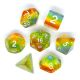 Transparent Yellow Aurora with Silver Polyhedral 7 Dice Set