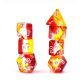 Transparent Yellow/Red with White Numbers Polyhedral 7 Dice Set