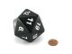 55mm JUMBO d20 Black with White Numbers Countdown Die