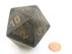 55mm d20 Transparent Smoke Black with Gold Numbers Countdown Die