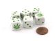 Marijuana Hemp Weed 16mm d6 Dice Set - White with Green Etches (6)