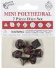 Miniature Opaque Polyhedral Black with Red Numbers Dice Set (7)