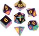 16mm Flame Torched Rainbow Metal Polyhedral Dice Set (7)