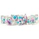 Pearl Resin 16mm Poly Dice Set: Gradient Purple/Teal/White Numbers (7)