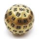 100 sided d100 Gold Die with Black Numbers Metal