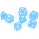 Frosted: Mini-Polyhedral Caribbean Blue/white 7-Die Set