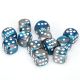 Gemini® 16mm d6 Steel-Teal/white Dice Block™ (12 dice)