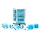 Gemini: 16mm d6 Pearl Turquoise-White/blue Luminary Dice Block (12 dice)