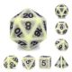 Yellow Apatite Antiqued with Black Numbers Polyhedral (7) Dice Set