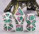 Metal: Polyhedral New Era Silver Dragon Eye with Green/Purple Dice Set (7)