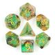 EvilsTransparent Blend Green/Black with Gold Numbers Polyhedral 7 Dice Set