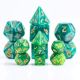 Pearl Polyhedral Mini Green with Gold Numbers7-Die Set