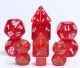 Translucent Polyhedral Mini Red GLITTER with Green Numbers7-Die Set