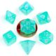 10mm Mini Stardust Acrylic Poly Dice Set: Turquoise (7)