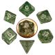 Mini Polyhedral Dice Set: Ethereal Green with White Numbers