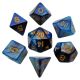 Mini Polyhedral Dice Set: Dark Blue/Light Blue with Gold Numbers