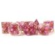 Pearl Resin 16mm Poly Dice Set : Pink /Copper Numbers (7)